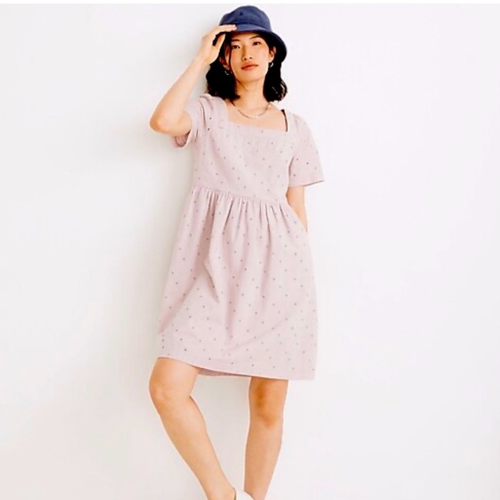 Madewell Eyelet Dress - pink mauve color
